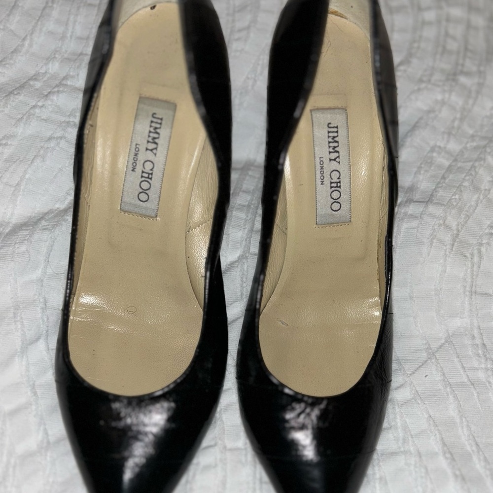 Jimmy Choo croc embossed Black Heels